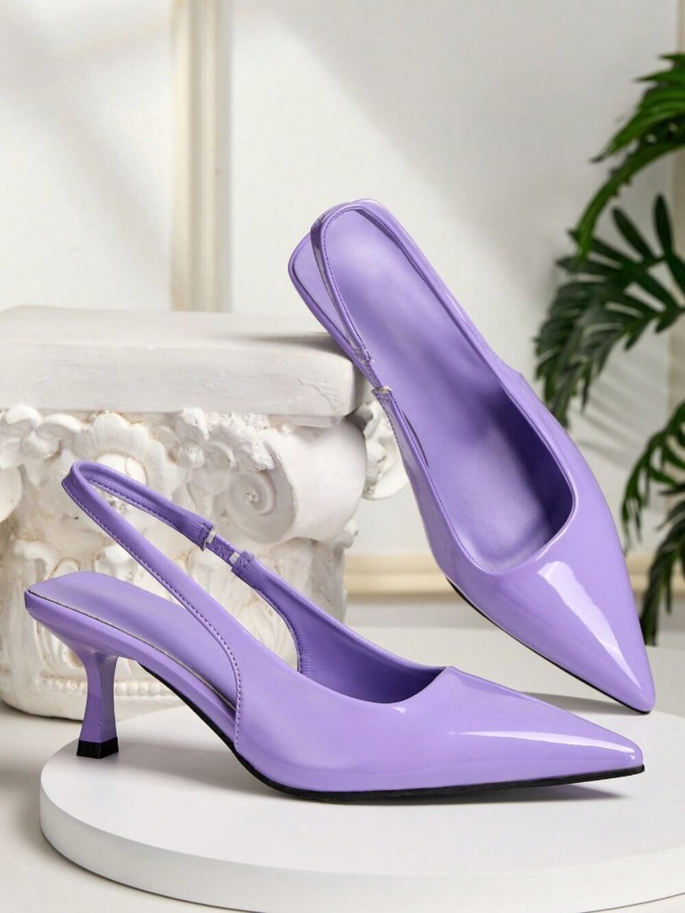 Purple Elegant Women's High heel PU trendy kitten heel Shoes - Picture 4 of 7